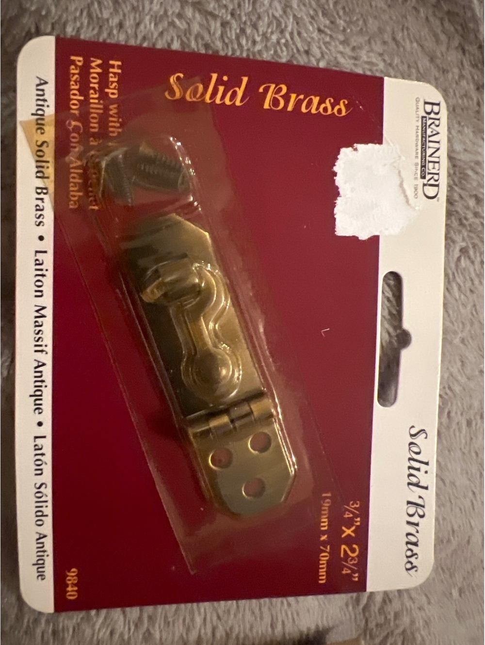 Lot of 10 Brainerd Antique Solid Brass Hasp 3/4" x 2 3/4"